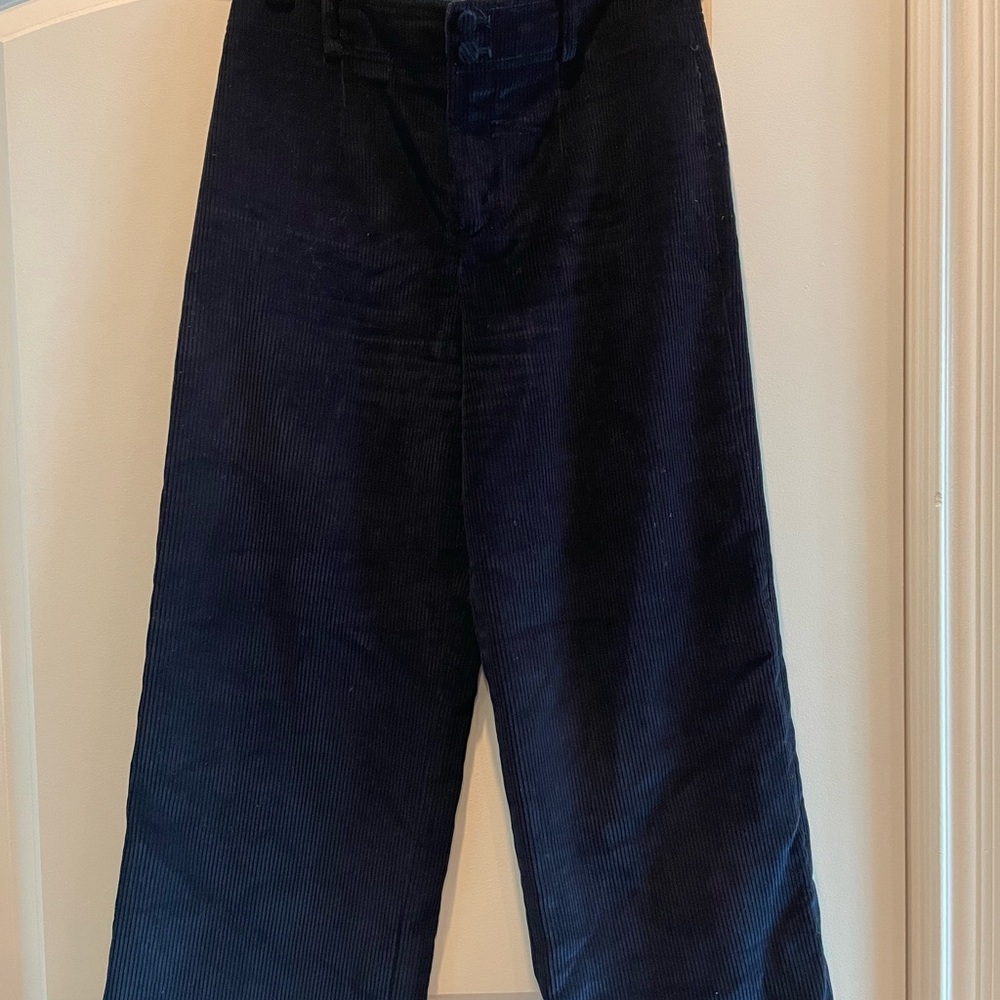 Club Monaco Dark Blue Corduroy wide leg cropped pants